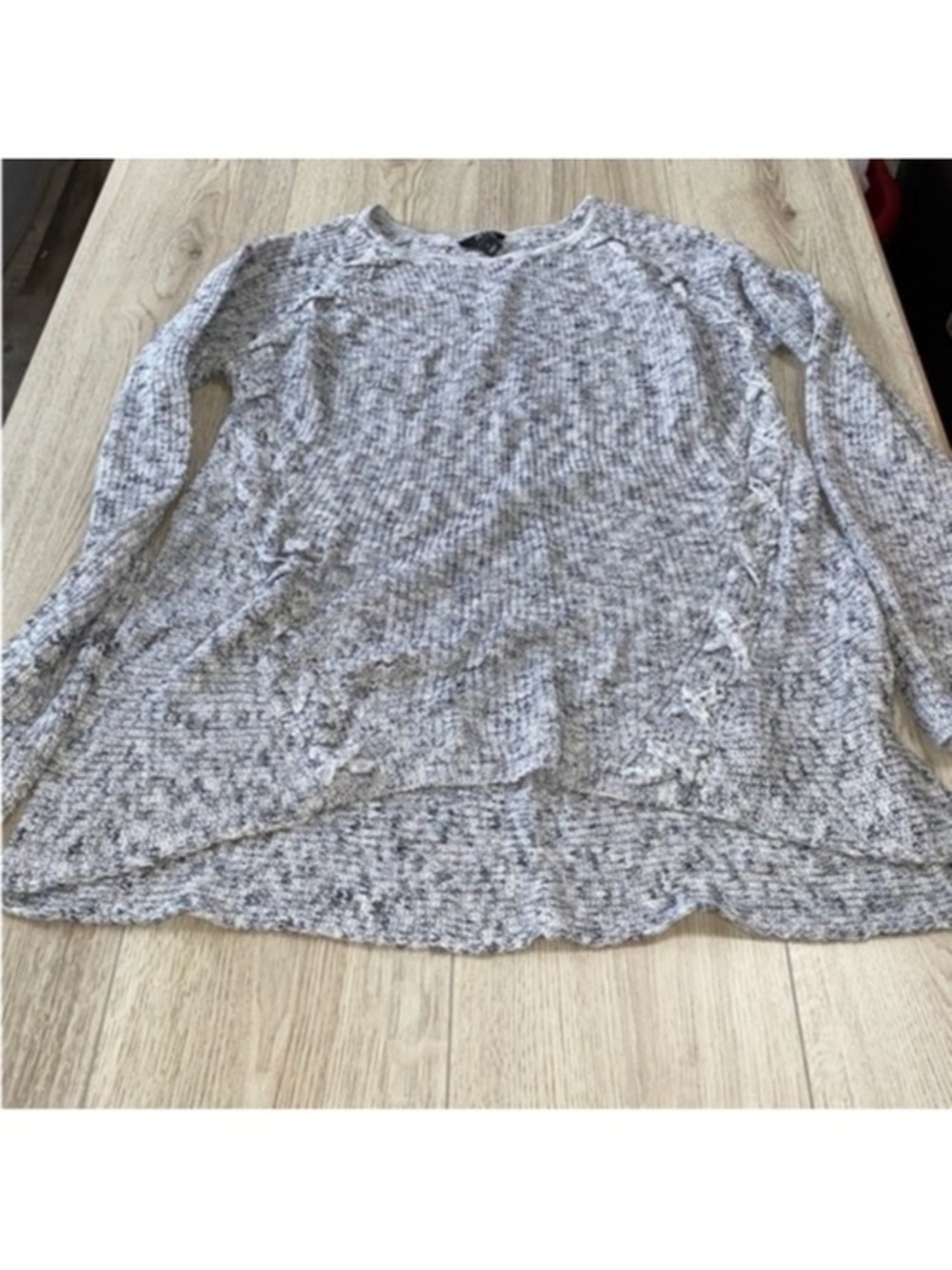 a.n.a Gray Marled Knit Long-Sleeve Sweater